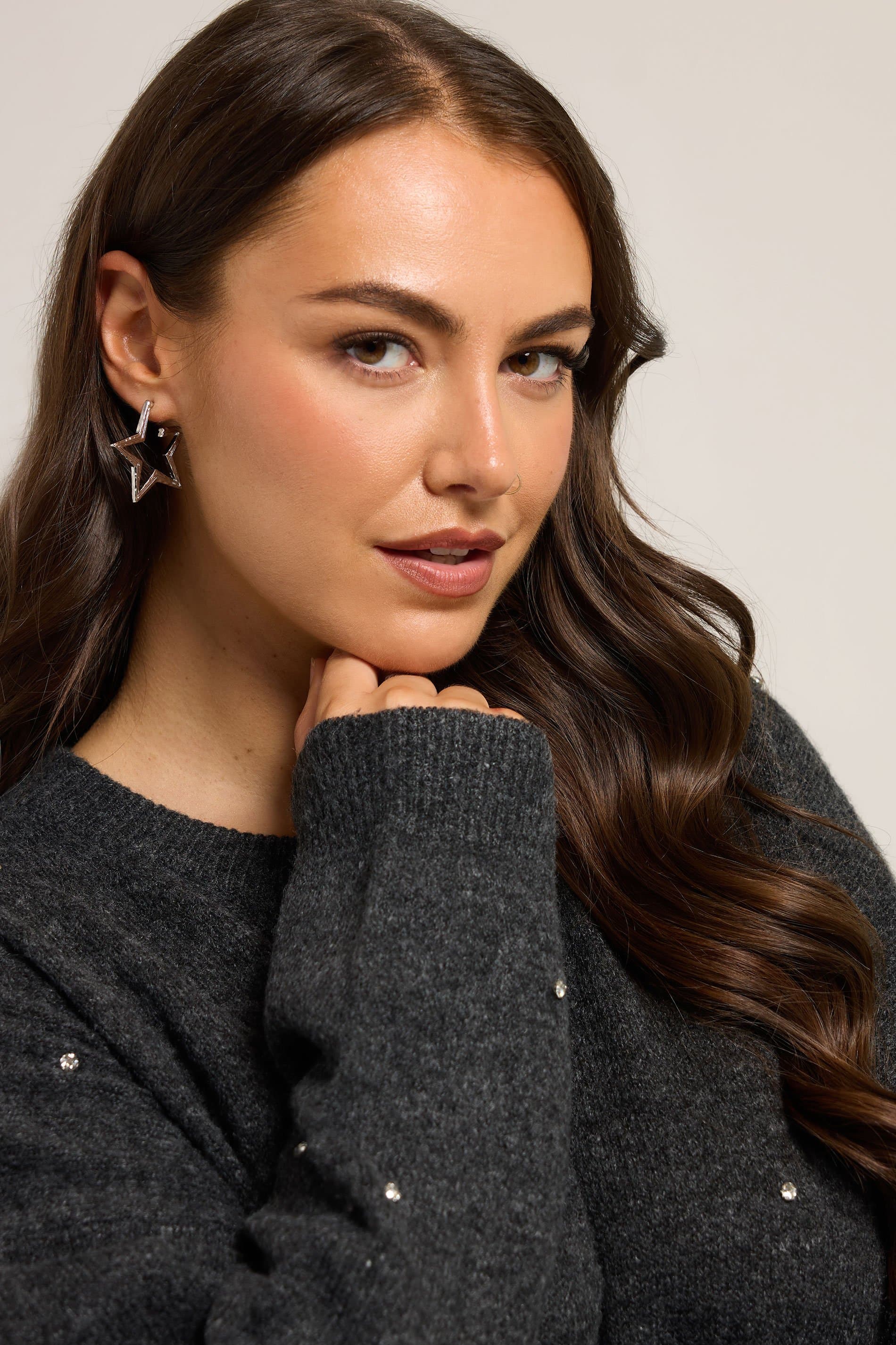 Yours Silver Tone Star Diamante Earrings