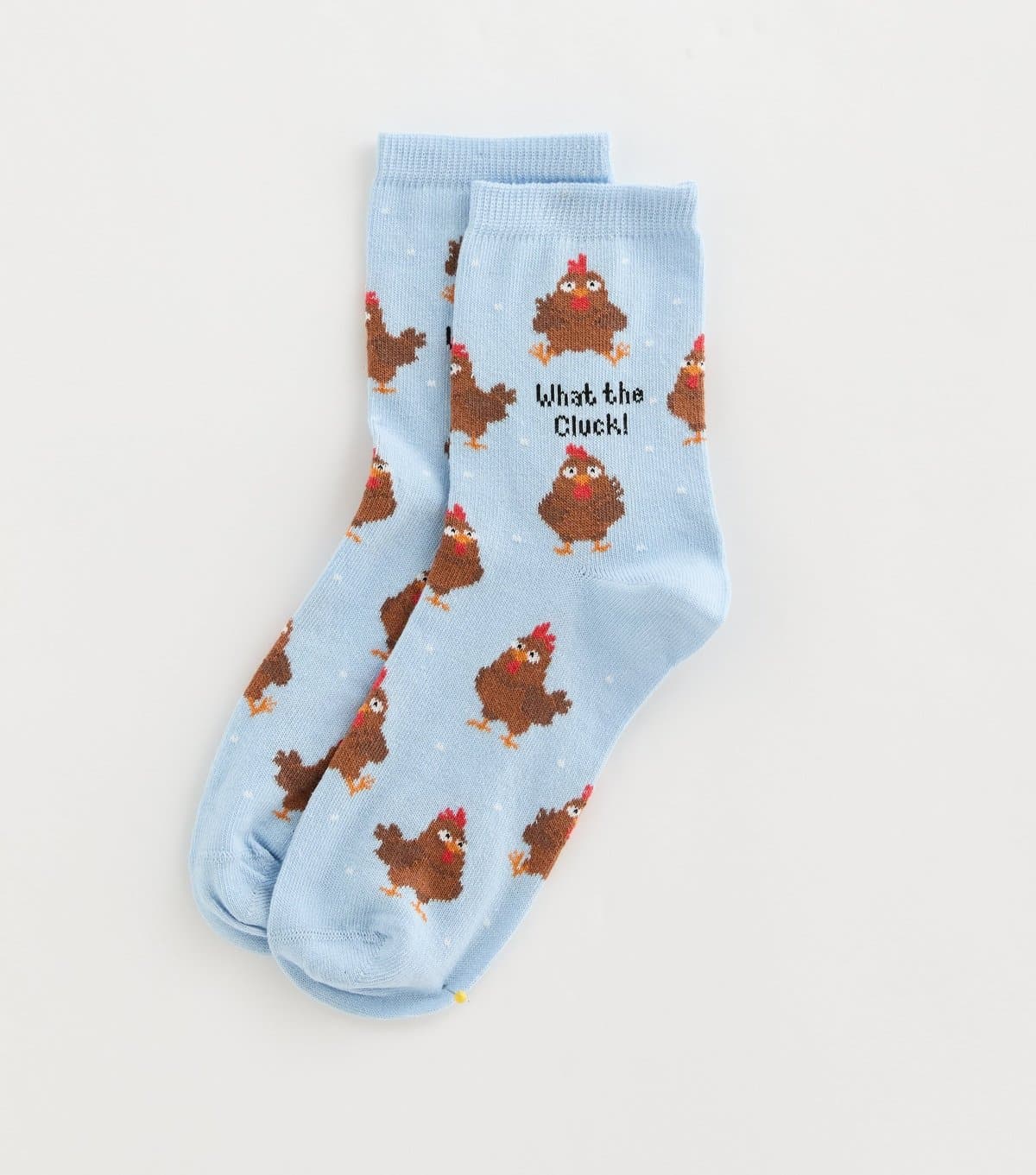 New Look Light Blue What The Cluck Patterned Ankle Socks New Look
