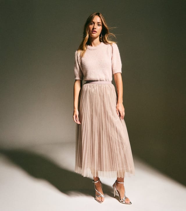 New Look Women's Pale Pink Sequin Tulle Midi Skirt New Look - 2