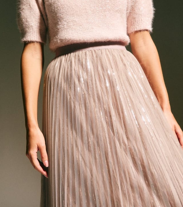 New Look Women's Pale Pink Sequin Tulle Midi Skirt New Look - 3