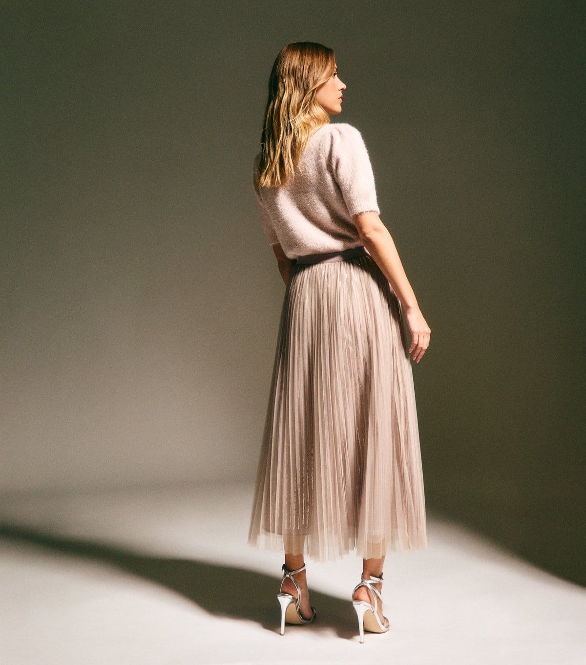 New Look Women's Pale Pink Sequin Tulle Midi Skirt New Look - 4