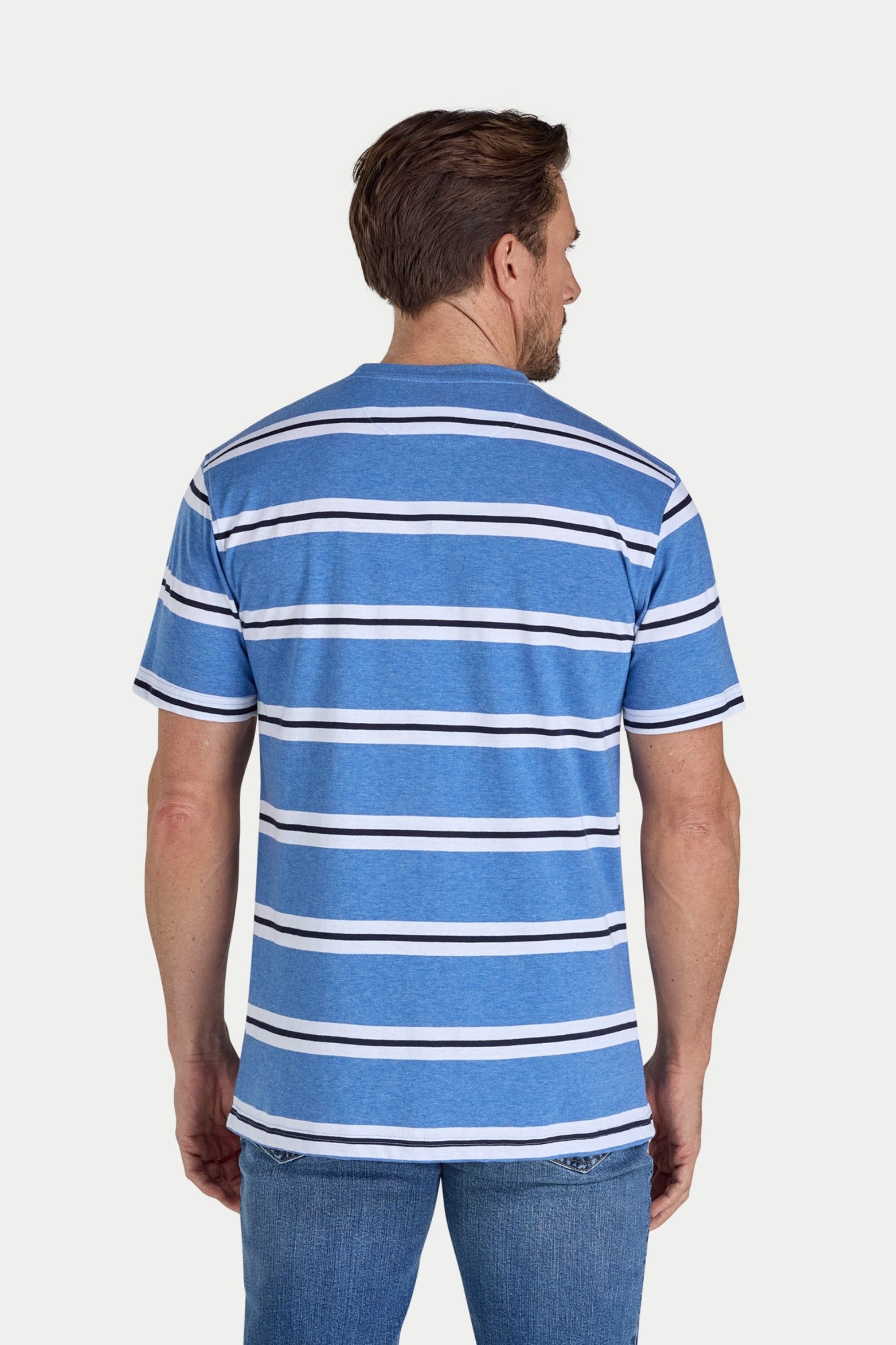 raging bull Raging Bull Men's Yarn Dyed Stripe T-Shirt in Blue - 2