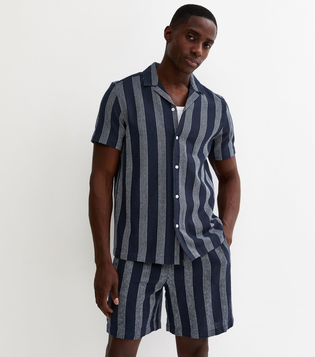 New Look Men's Blue Regular Striped Drawstring Shorts New Look