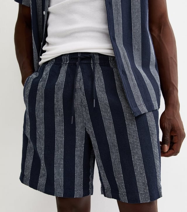 New Look Men's Blue Regular Striped Drawstring Shorts New Look - 2