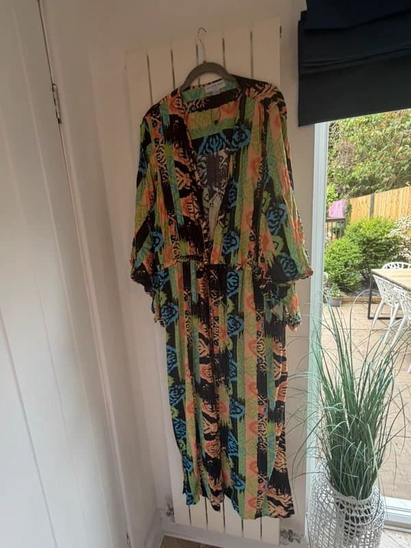 Never Fully Dressed Never fully dressed patterned halter neck swimming costume size 24 and matching long kimono size xl