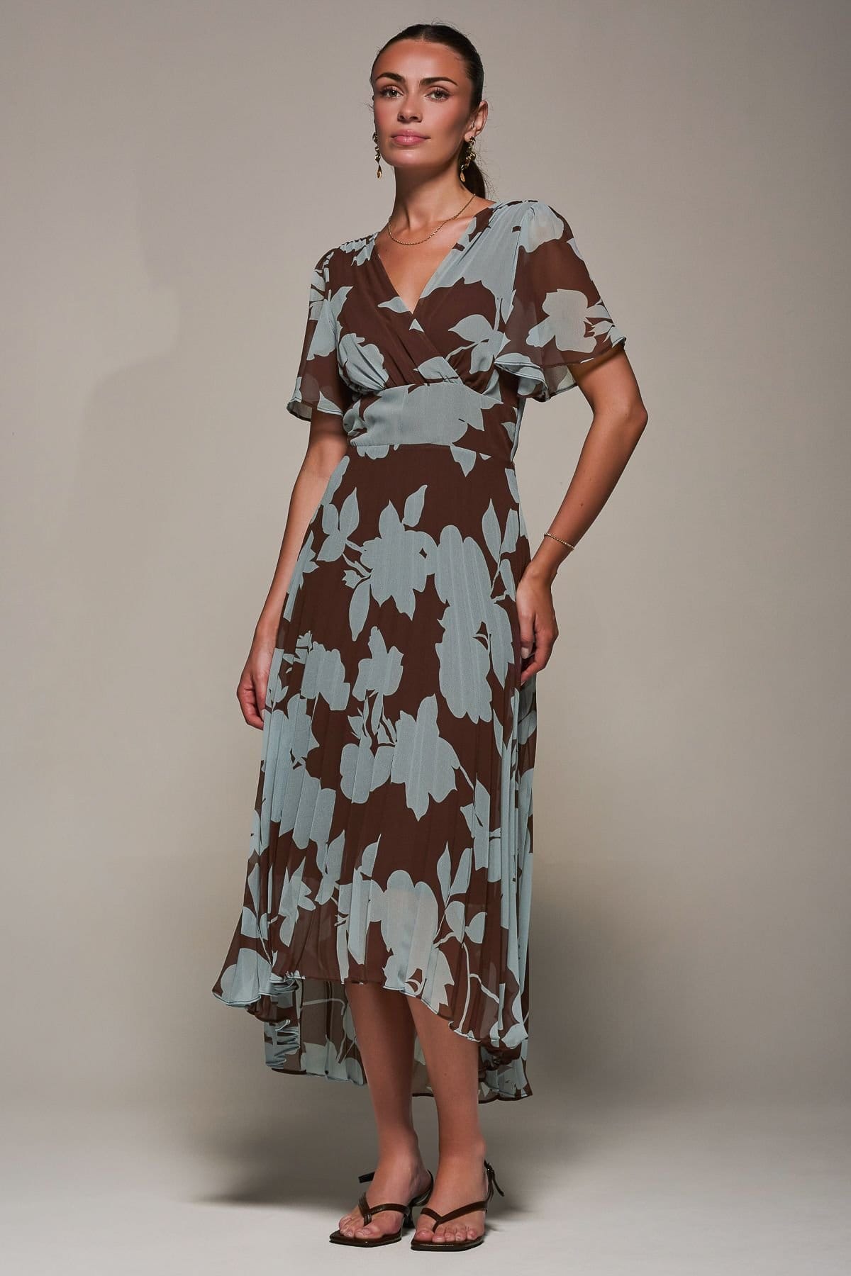 Jolie Moi Jolie Moi Women's Chiffon Pleated Dip Hem Maxi Dress - 4