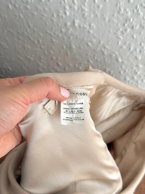 Marc Jacobs Women's Marc Jacobs Curved Bust Wool/Silk Lining Beige Dress - Size 8uk