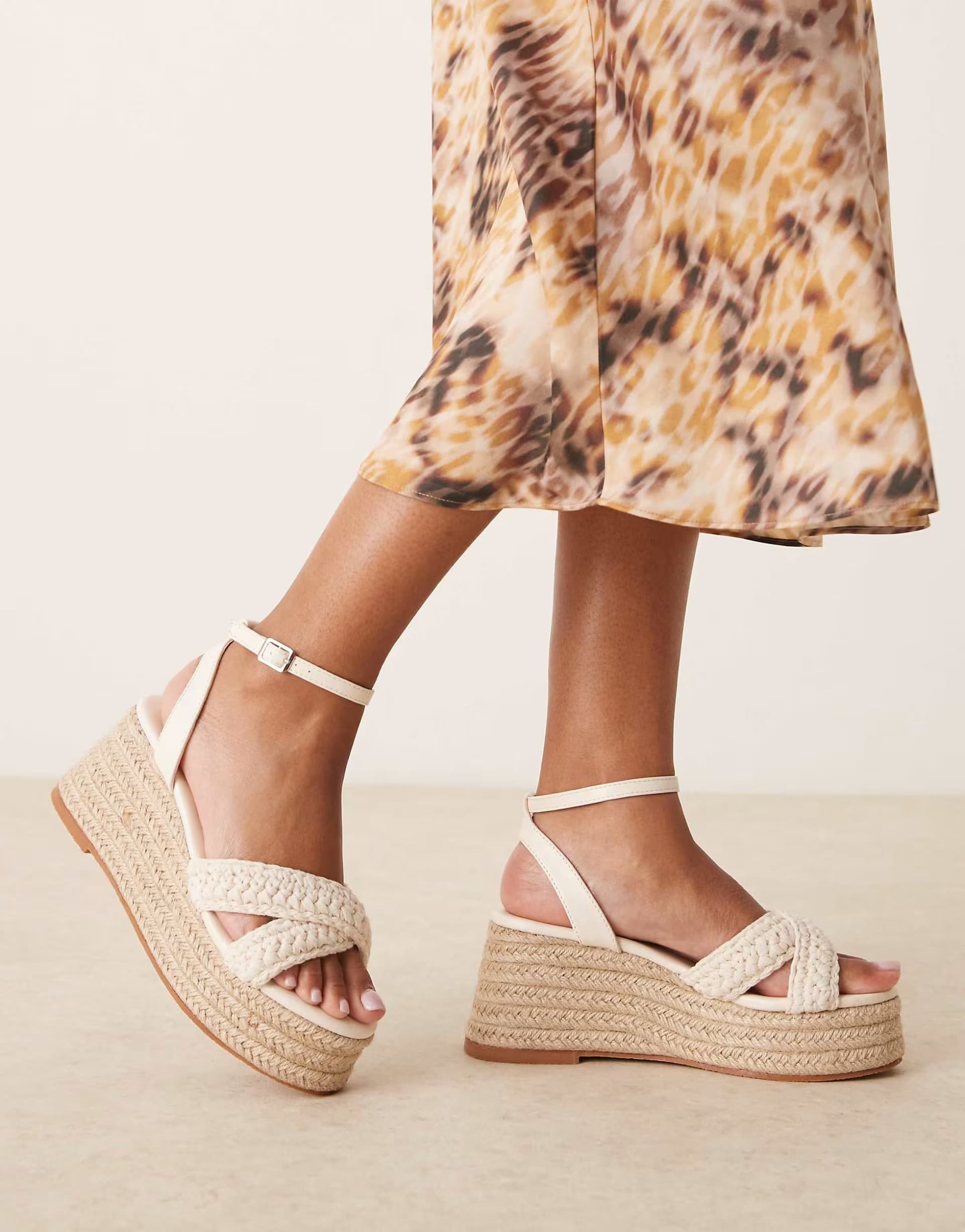 ASOS ASOS Beige Crochet Espadrilles Platform Sandals