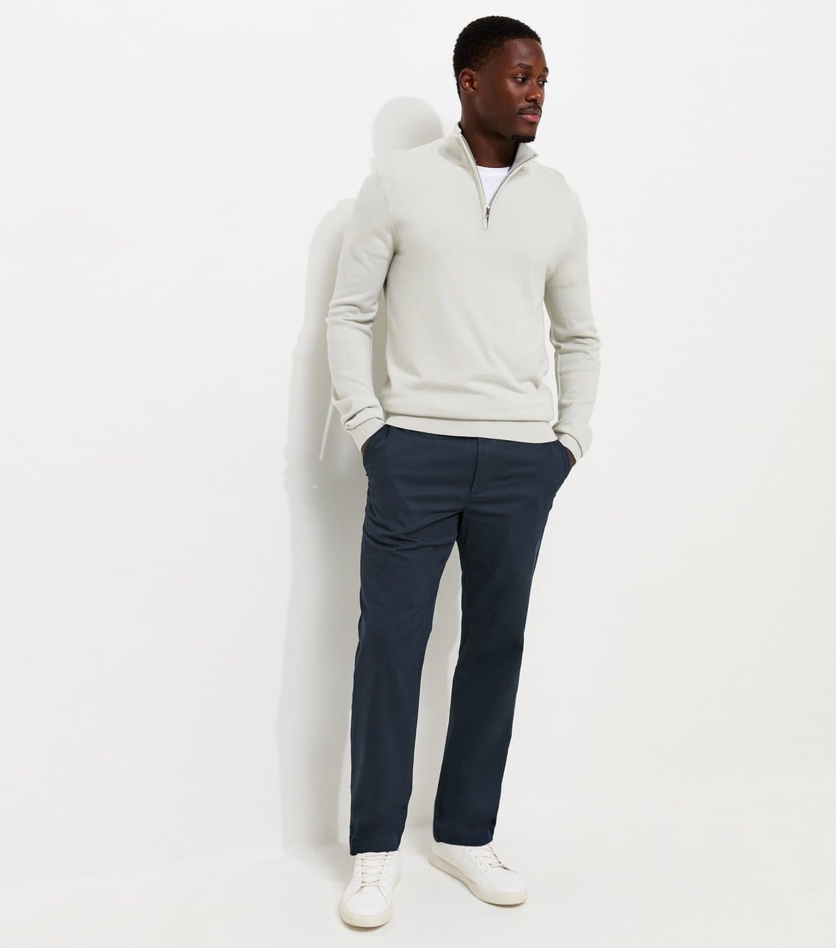 New Look Men's Navy Cotton Rich Regular Fit Straight Leg Chino Trousers New Look