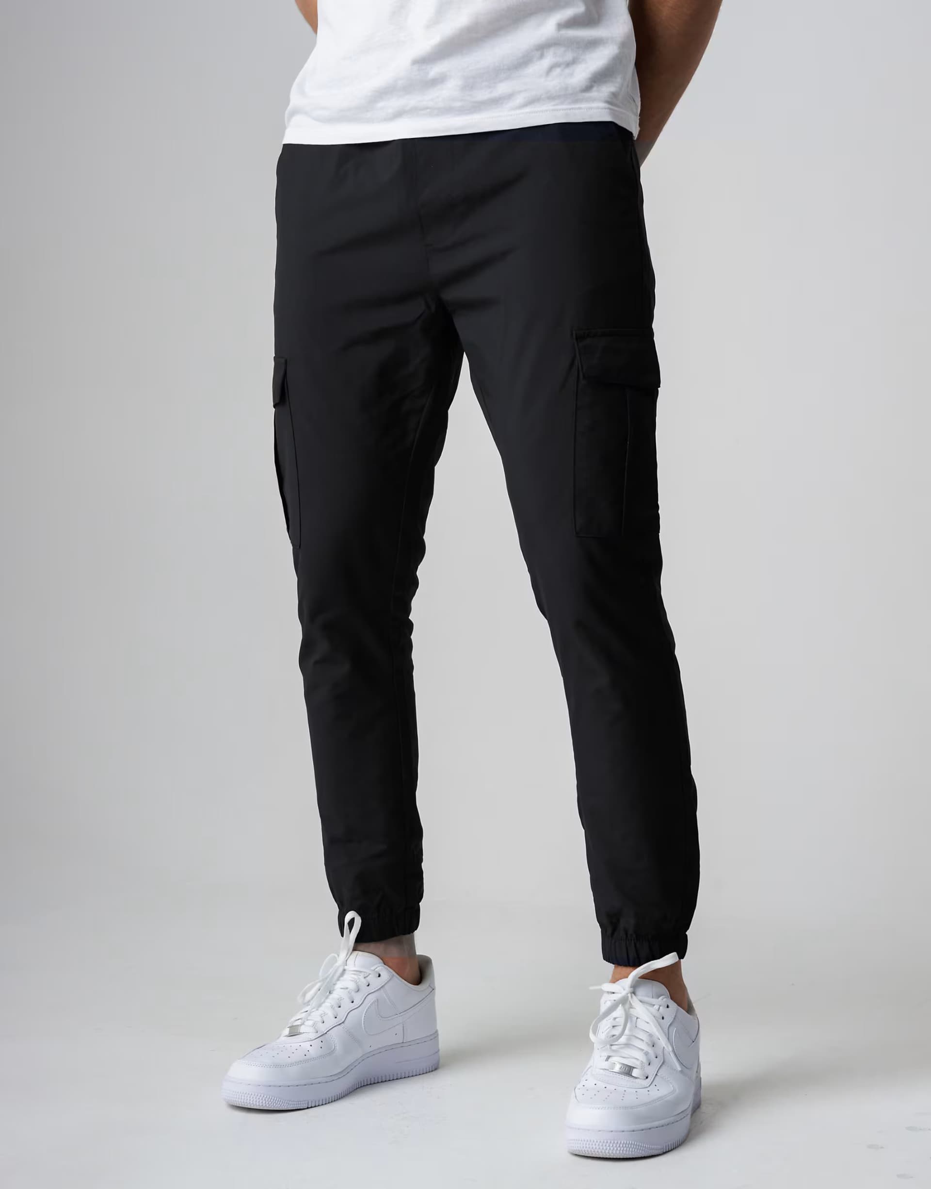 ASOS French Connection Nylon tech cuffed cargo trousers in black