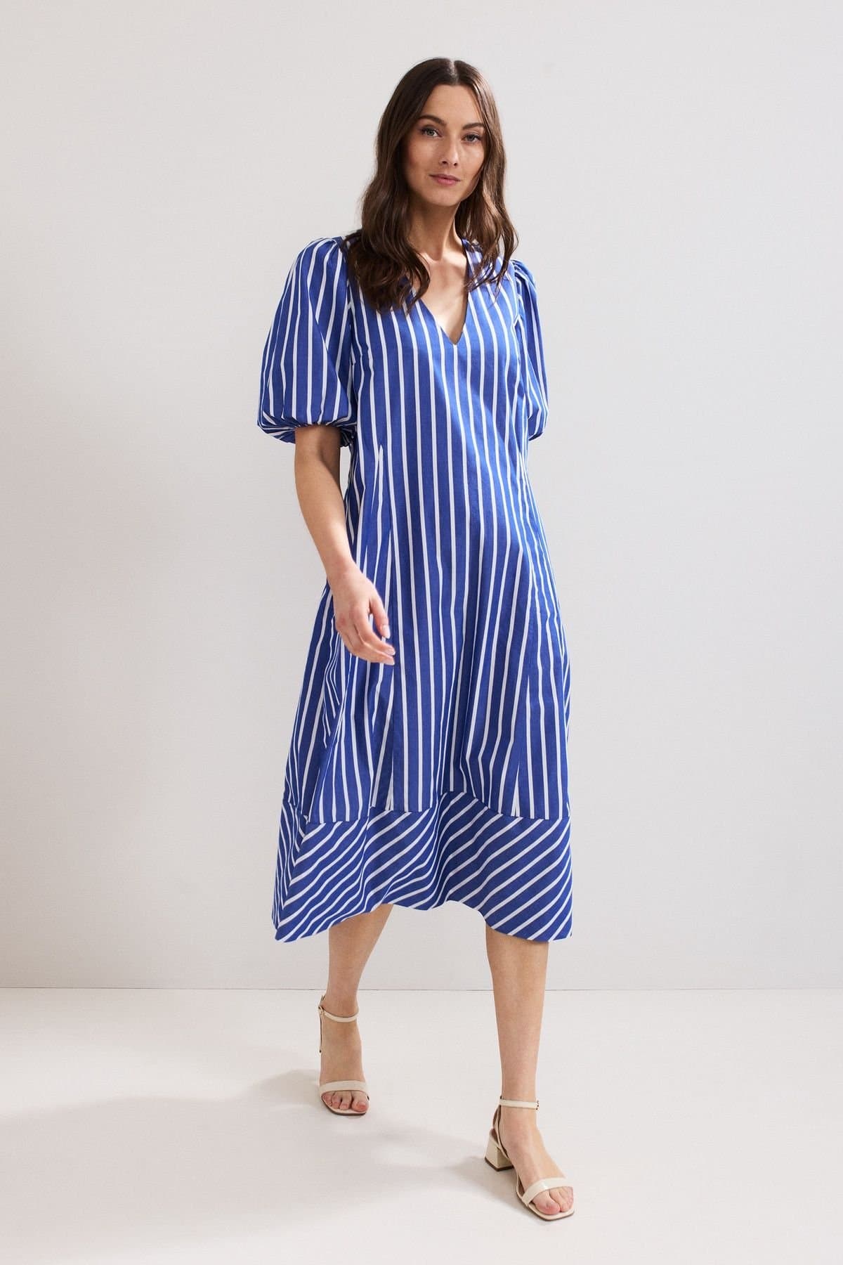 Phase Eight Phase Eight Women's Lotty Puff Sleeve Midi Dress in Cobalt