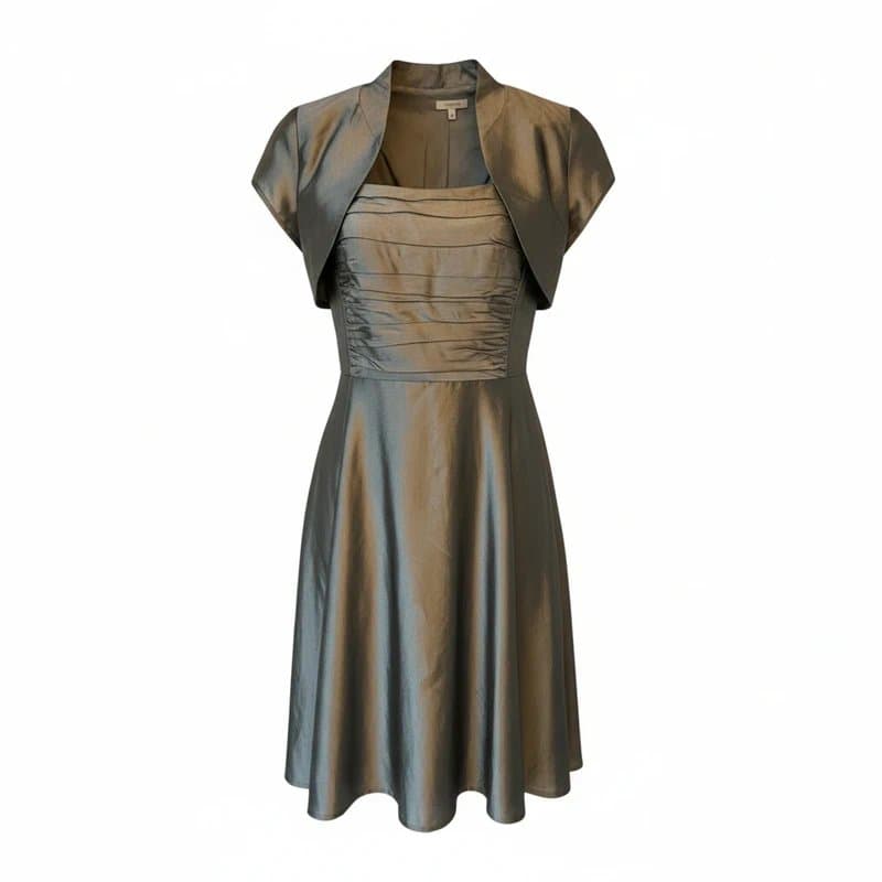 Paddy Campbell Paddy Campbell Vintage Silver Grey Silk Dress Suit UK 12