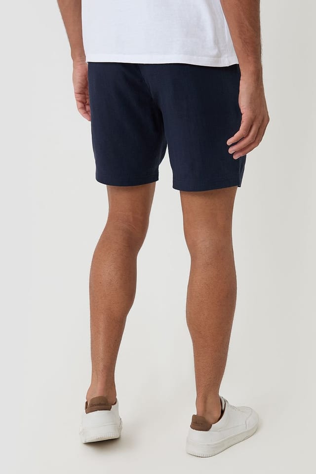 Threadbare Threadbare Men's Shorter Length Linen Blend Shorts in Navy - 2