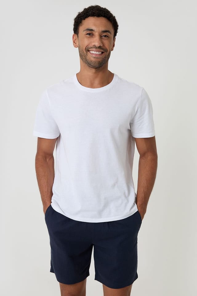 Threadbare Threadbare Men's Shorter Length Linen Blend Shorts in Navy - 3