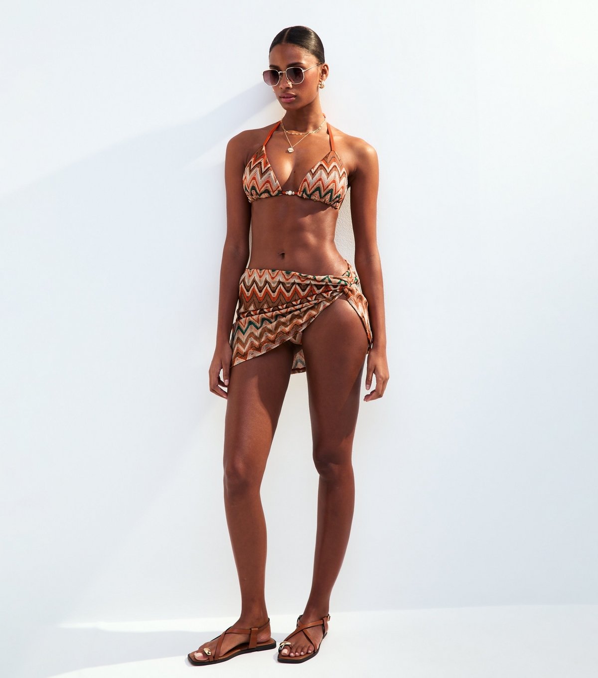 New Look Women's Brown Textured Patterned Sarong Style Skirt New Look - 4