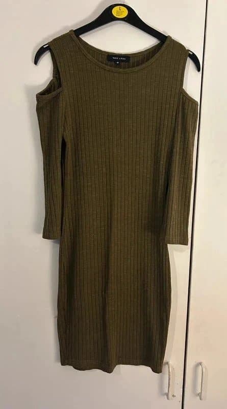 New Look Khaki cold shoulder dress size 10 - New Look- going out/casual