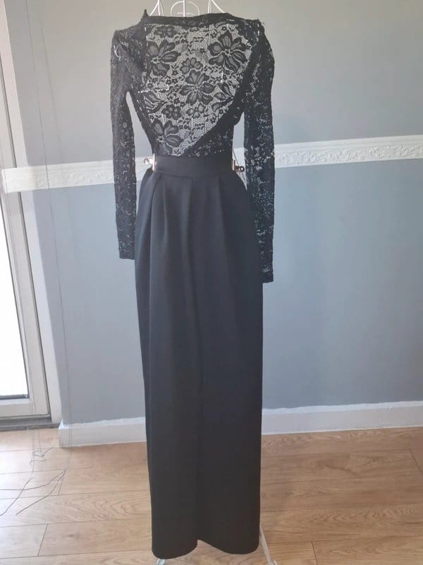 PrettyLittleThing Black Lace Wide Leg Jumpsuit