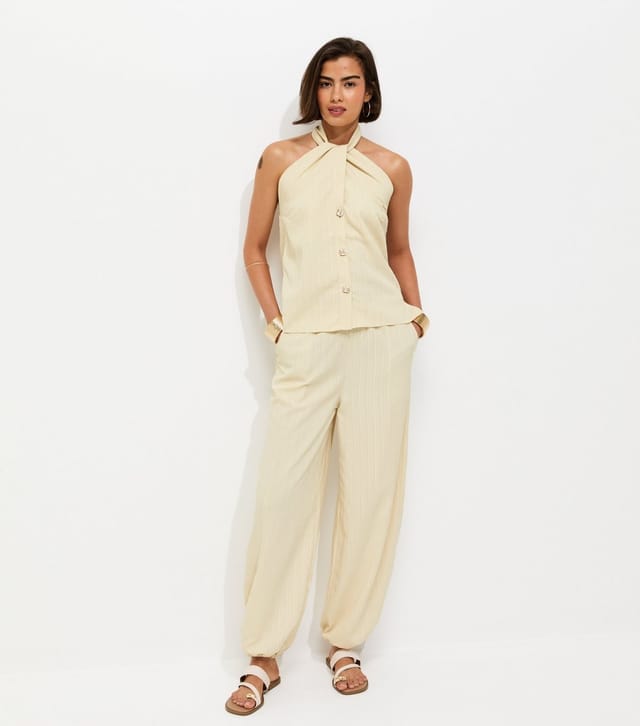 New Look Women's Stone Crinkle Texture Cuffed Trousers New Look - 2