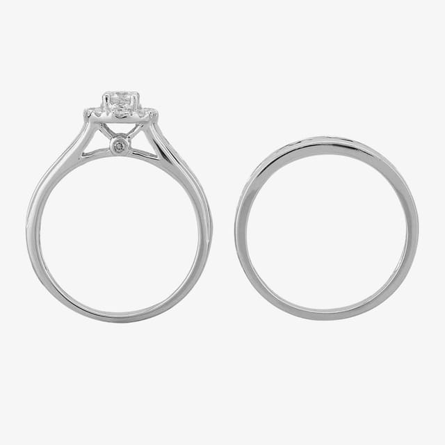 T.H.Baker T.H.Baker Women's 9ct White Gold 1.00ct Diamond Cluster Halo Bridal Set in Silver - 2