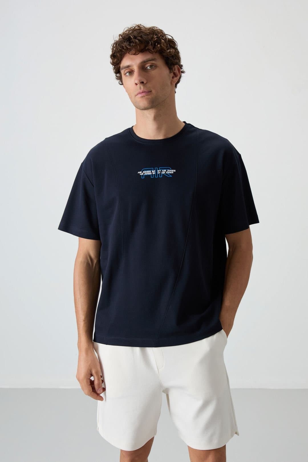 Tommy Life Tommy Life Men's Oversized Printed Cotton-Blend T-Shirt in Navy