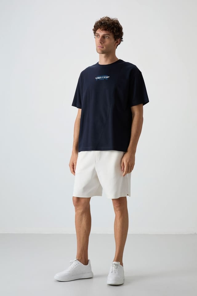 Tommy Life Tommy Life Men's Oversized Printed Cotton-Blend T-Shirt in Navy - 3