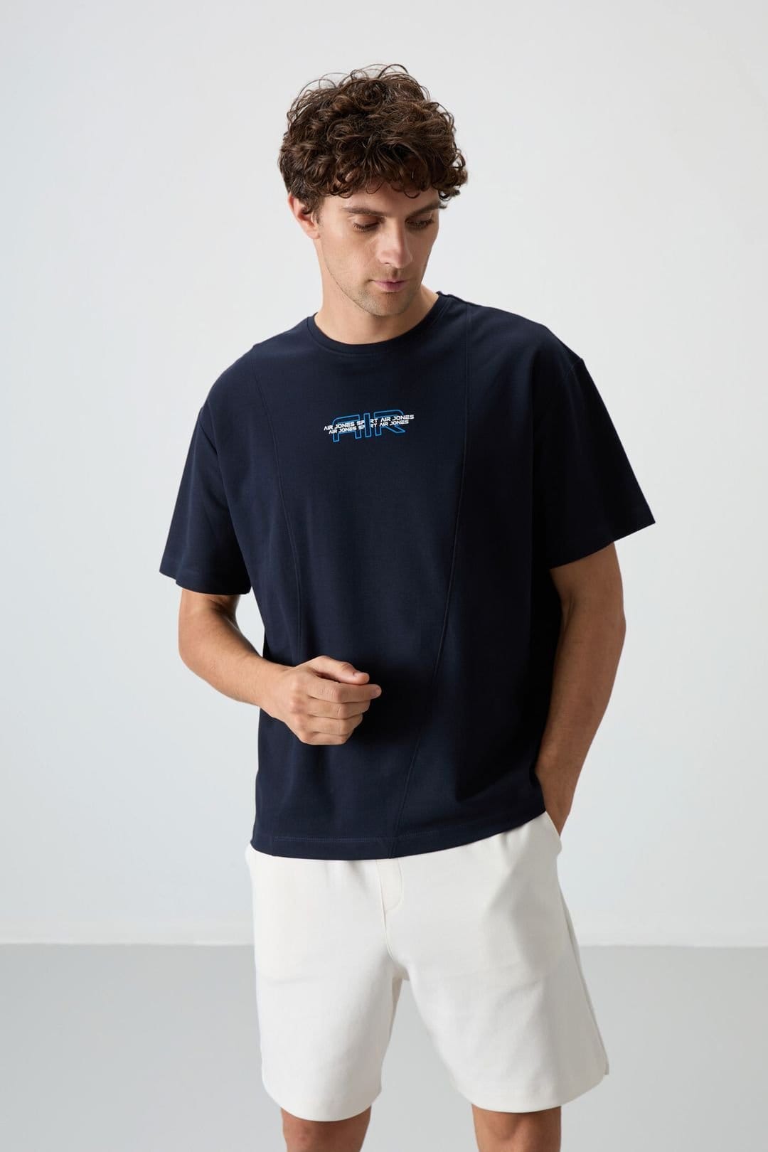 Tommy Life Tommy Life Men's Oversized Printed Cotton-Blend T-Shirt in Navy - 4