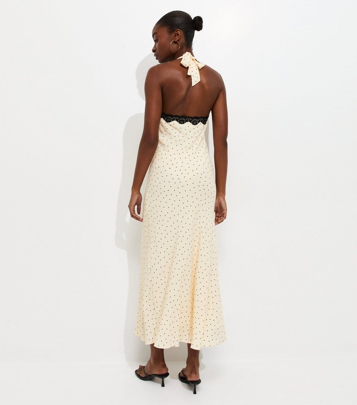New Look Women's Cream Polka Dot Lace Trim Halter Neck Midi Dress New Look - 4