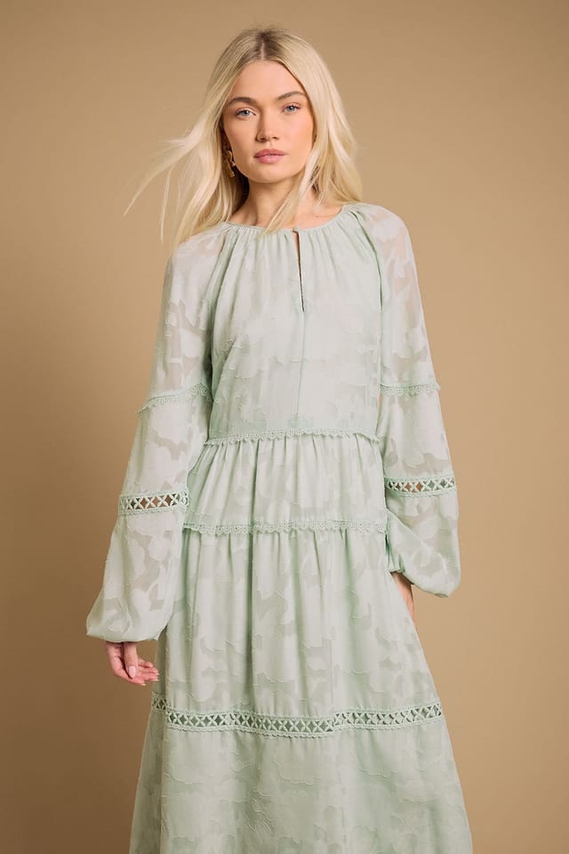 Oasis Oasis Women's Lace Detail Smock Maxi Dress in Green - 2