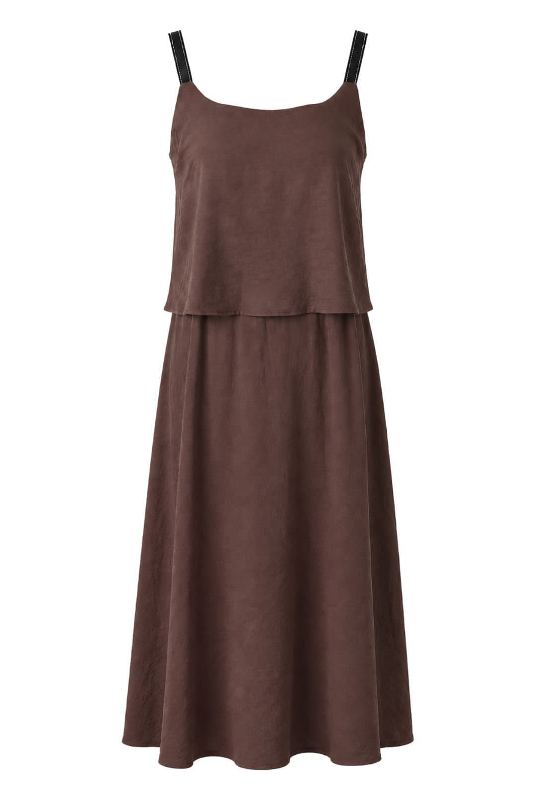 MixRay MixRay Women's Sleeveless A-line Maxi Dress With Square Neckline in Chocolate