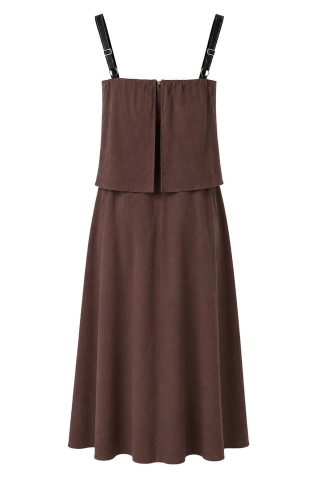 MixRay MixRay Women's Sleeveless A-line Maxi Dress With Square Neckline in Chocolate - 3