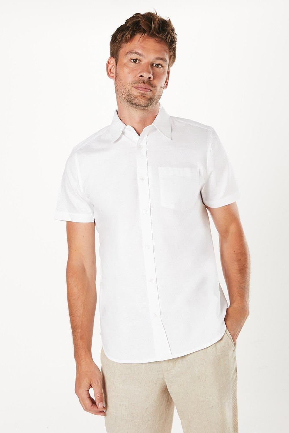 Burton Burton Men's White Short Sleeve Oxford Shirt
