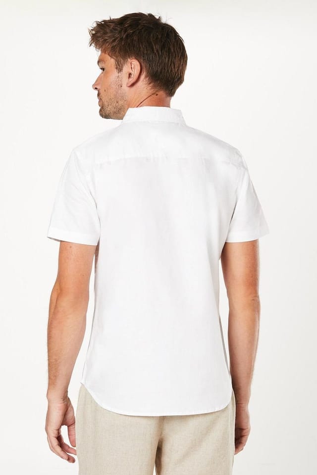 Burton Burton Men's White Short Sleeve Oxford Shirt - 3