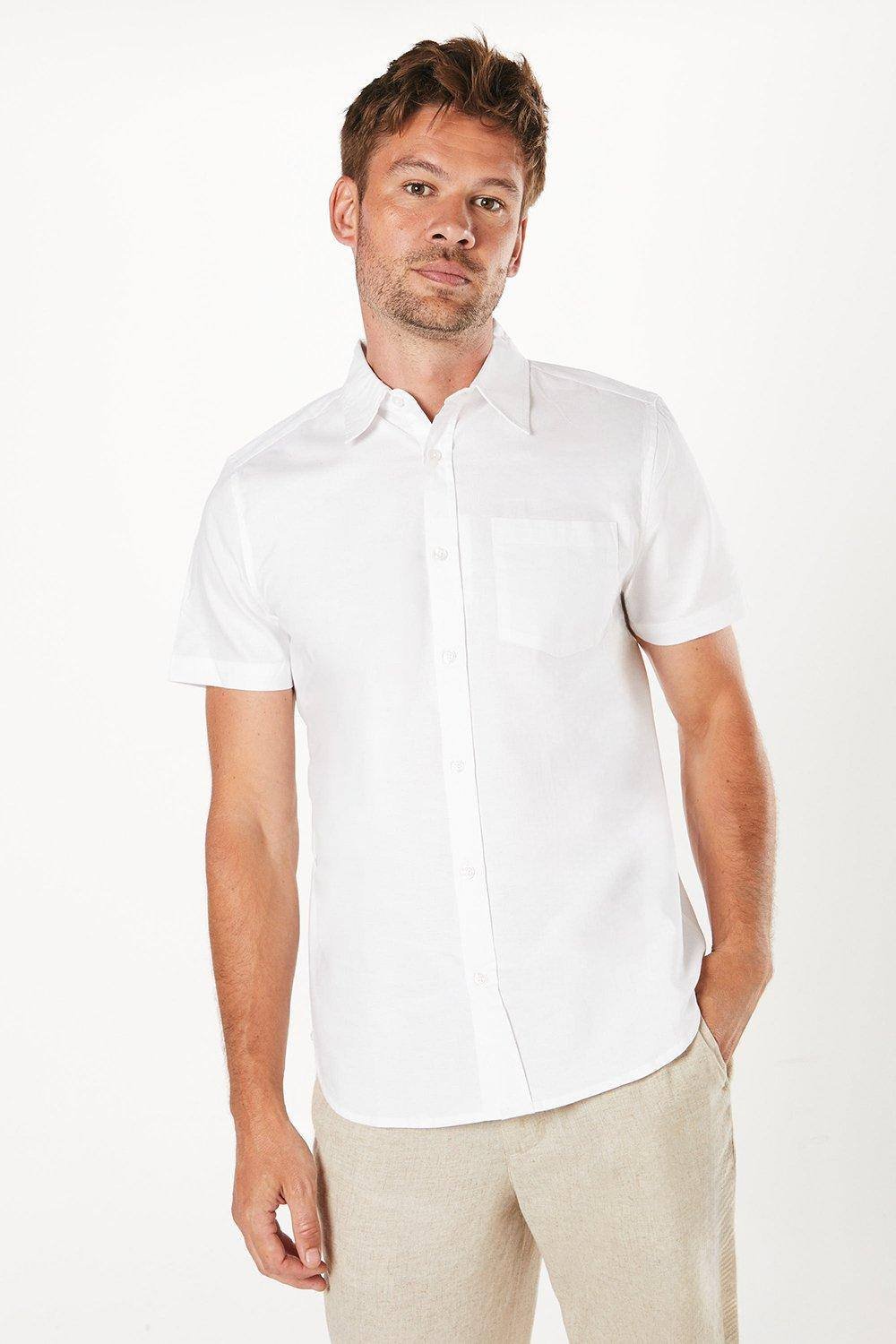 Burton Burton Men's White Short Sleeve Oxford Shirt - 4