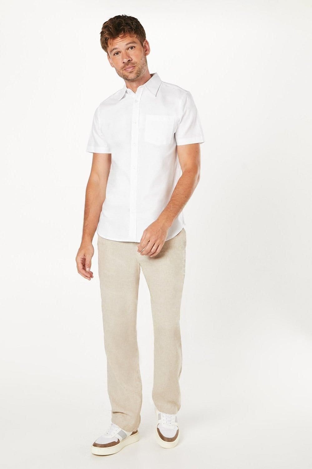 Burton Burton Men's White Short Sleeve Oxford Shirt - 4