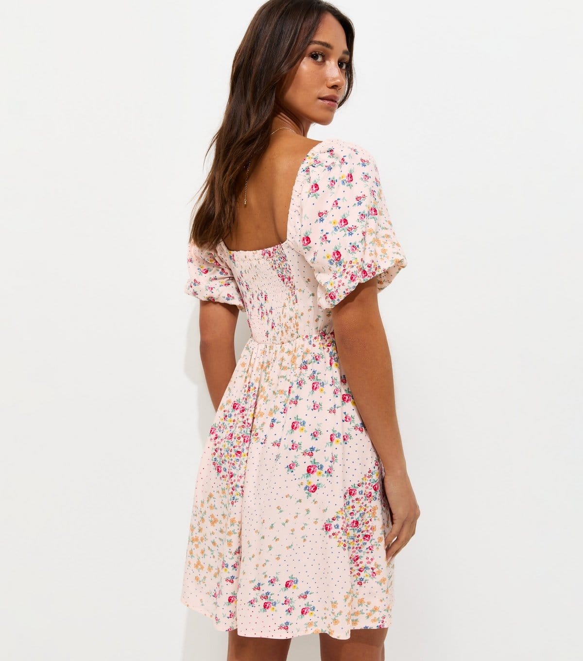 New Look Women's Cream Floral Patchwork Print Milkmaid Mini Dress New Look - 4