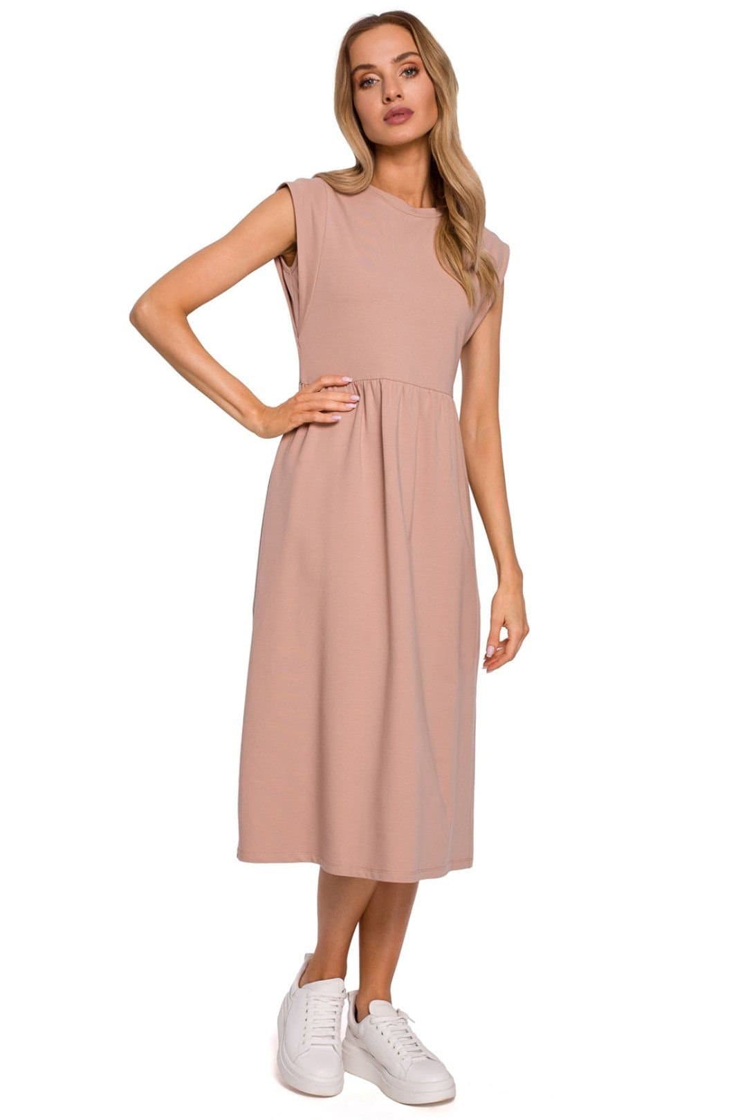 Love Lace Love Lace Women's Midi Knitted Dress High Waist Loose Skirt in Beige