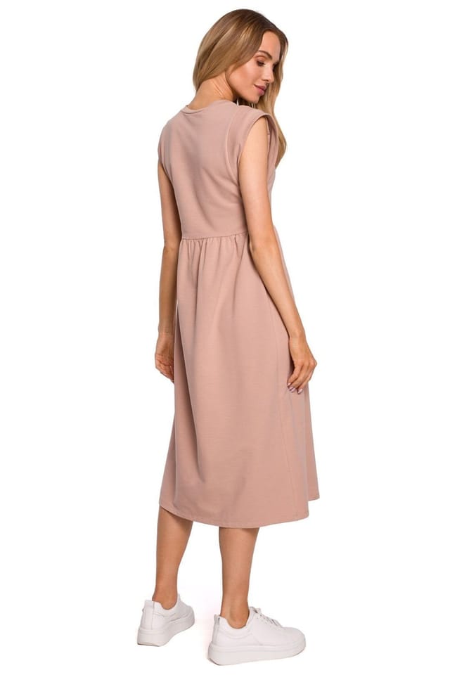 Love Lace Love Lace Women's Midi Knitted Dress High Waist Loose Skirt in Beige - 2