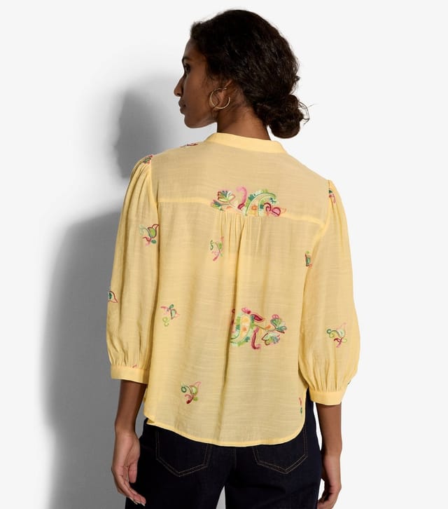 Apricot Women's Yellow Slubbed Floral Embroidered Blouse Apricot New Look - 3