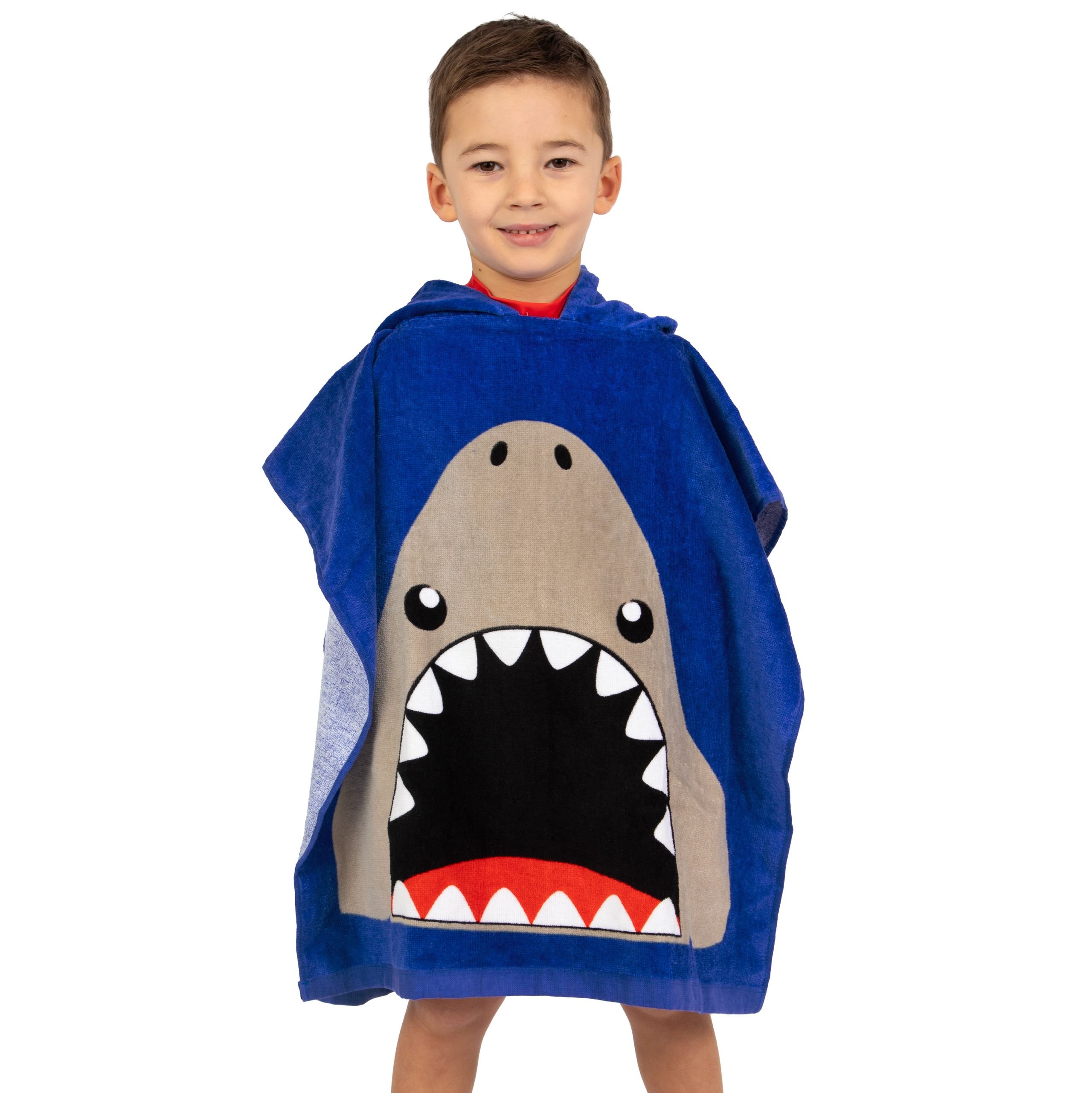 Harry Bear Harry Bear Men's Shark Towel Poncho in Blue - 2