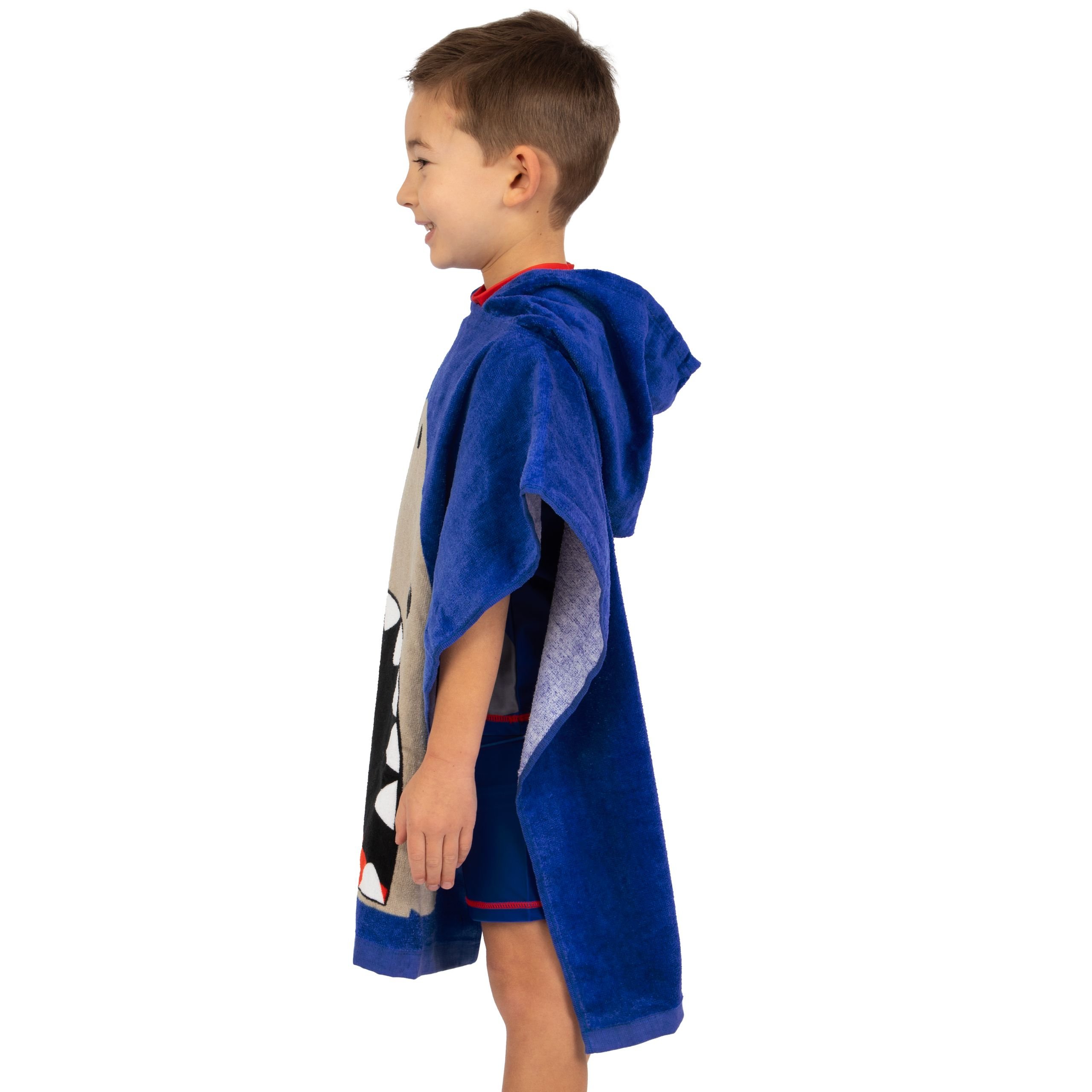 Harry Bear Harry Bear Men's Shark Towel Poncho in Blue - 4