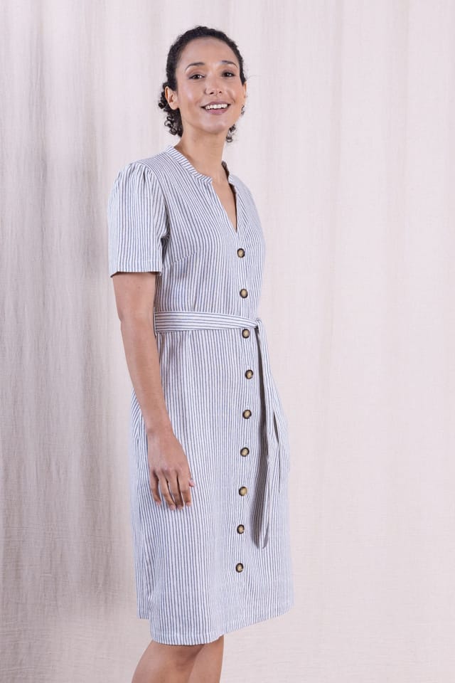 Nomads Clothing Nomads Clothing Women's Womens Linen Blend Button Through Dress in Light Blue - 2