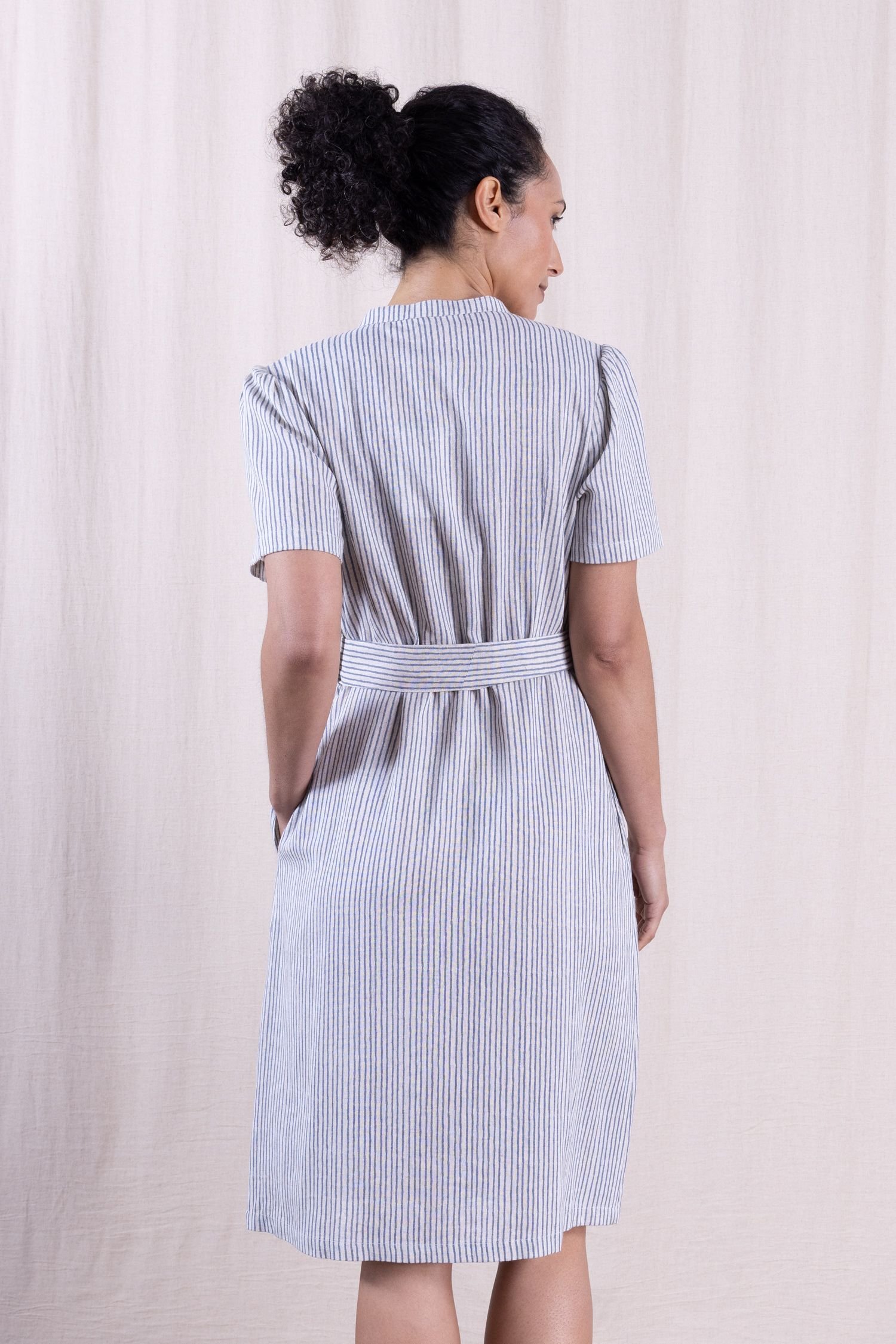 Nomads Clothing Nomads Clothing Women's Womens Linen Blend Button Through Dress in Light Blue - 3