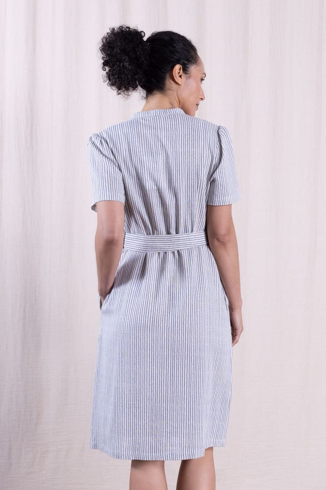 Nomads Clothing Nomads Clothing Women's Womens Linen Blend Button Through Dress in Light Blue - 3