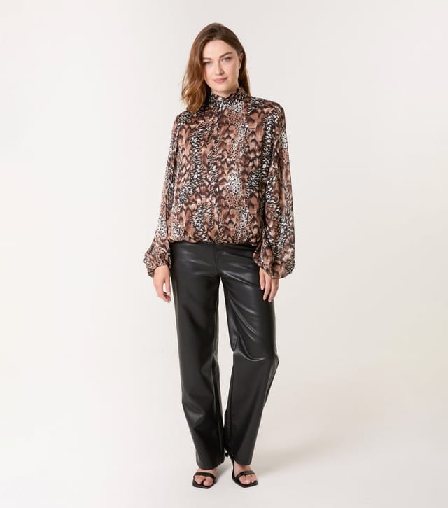 Blue Vanilla Women's Brown Animal Print Bubble Hem Blouse Blue Vanilla New Look - 2