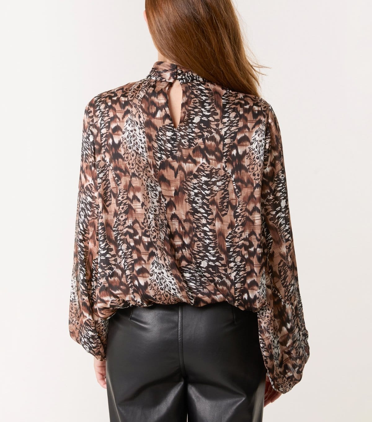 Blue Vanilla Women's Brown Animal Print Bubble Hem Blouse Blue Vanilla New Look - 4