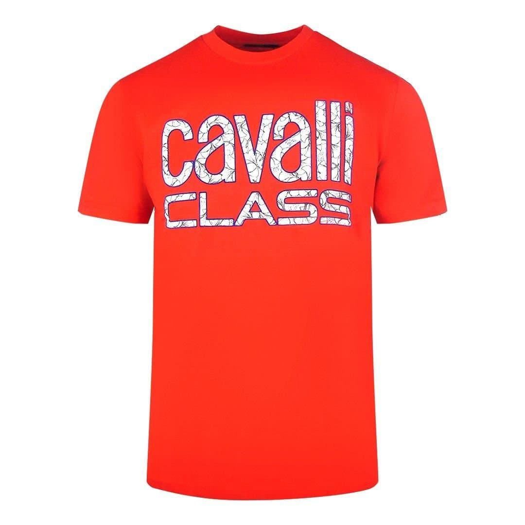 Cavalli Class Cavalli Class Men's Bold Floral Logo Red T-Shirt