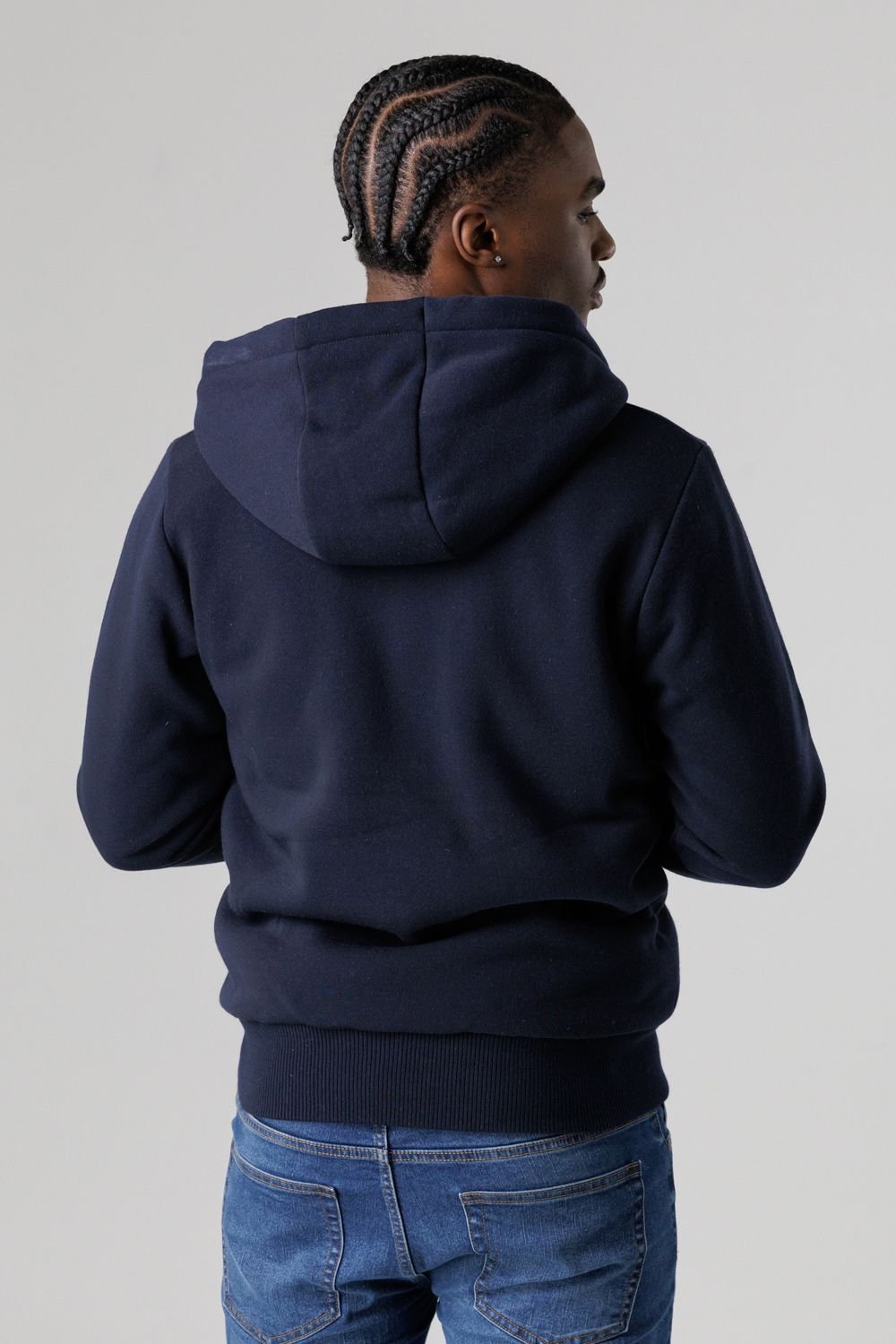 Tokyo Laundry Tokyo Laundry Men's Brushed Back Fleece Zip-Through Hoody with Borg Lining in Dark Navy - 2