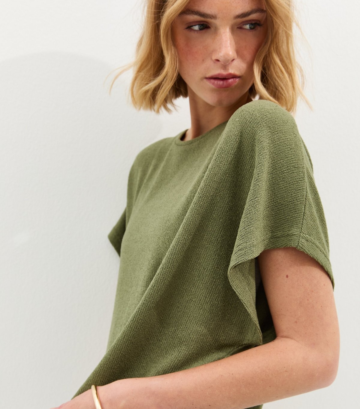 New Look Women's Khaki Textured Relaxed Top New Look - 2