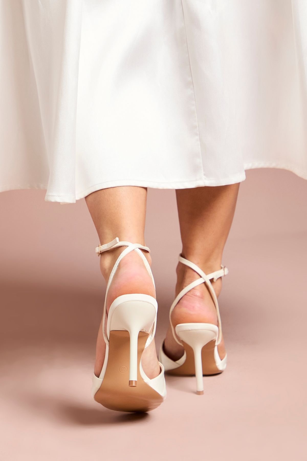 Coast Coast Women's Bridal Bree Satin Cross Over High Stiletto Heel Sandals in White - 3