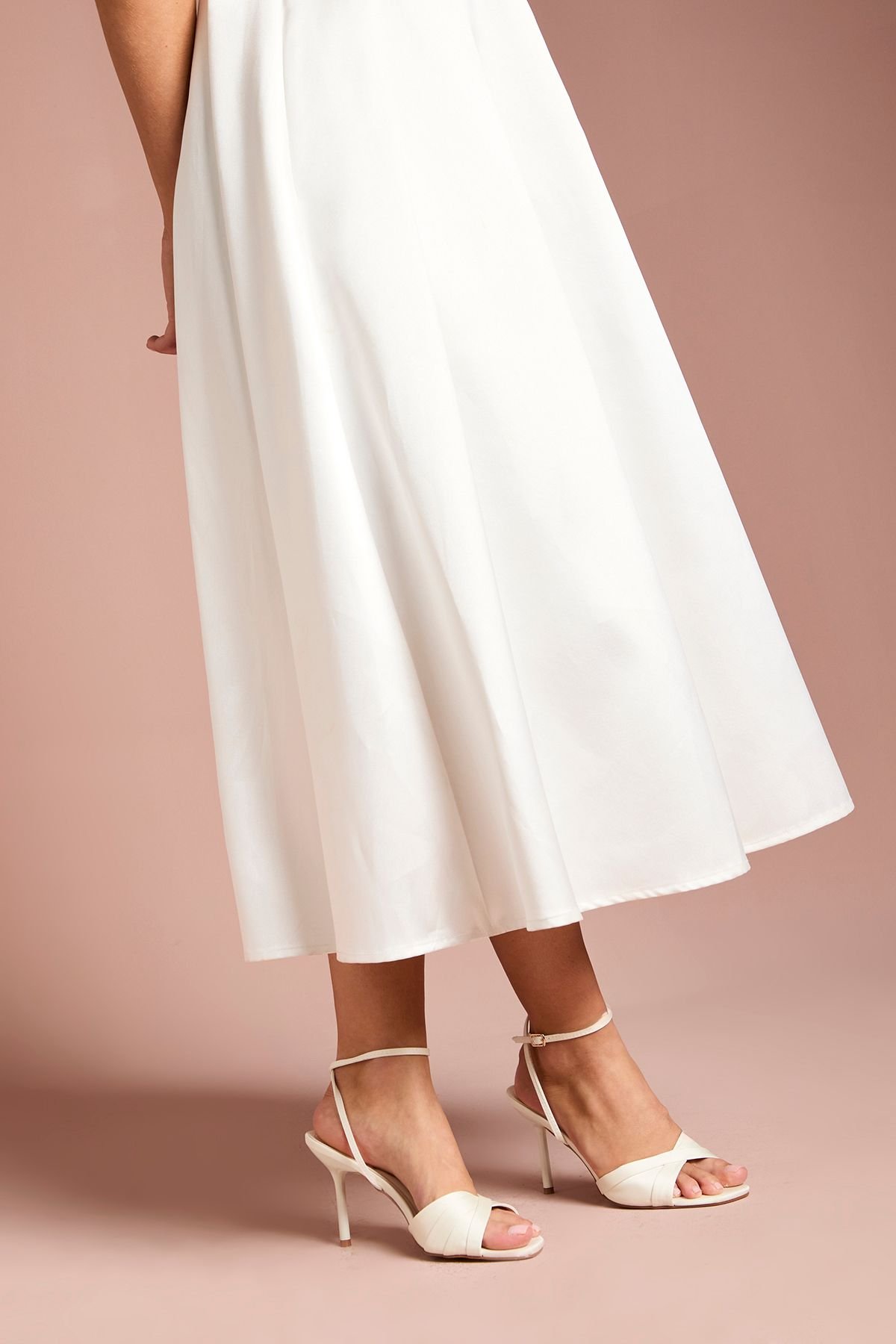 Coast Coast Women's Bridal Bree Satin Cross Over High Stiletto Heel Sandals in White - 4